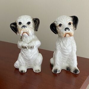 Set of 2 Vintage Bone China Schnauzer Terrier Dog Figurines